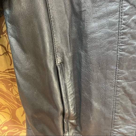 80’s 90’s Drop Waist Puff Sleeve Leather Bomber Jacket - Picture 11 of 16